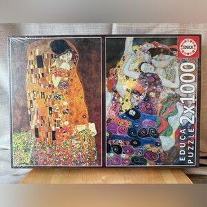 NWT The Kiss + The Maiden, Gustav Klimt (2 X 1000 piece) Jigsaw Puzzle by Educa